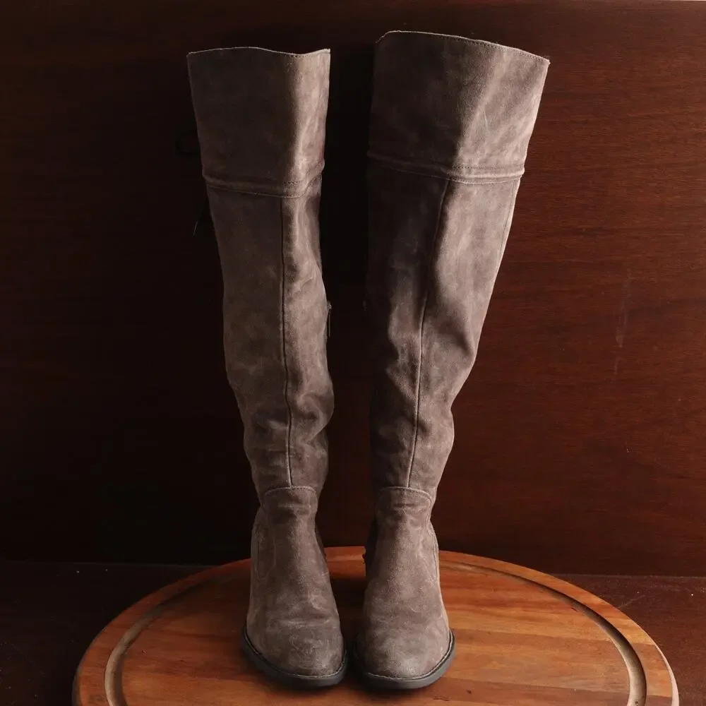 Born Boots Womens SZ 8M Brown Gray Gallinara Over The Knee Suede Coastal Cowgirl